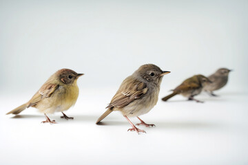 Birds on white Background, Created with generative AI