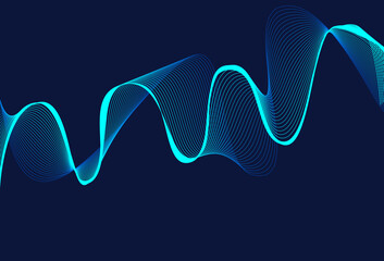 Futuristic Blue Green waves abstract and Dark blue background, abstract wavy background, movement of blue lines. Dark blue Background Illustration.Dark blue Background Image.
