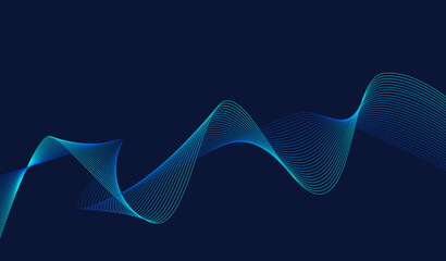 Futuristic Blue Green waves abstract and Dark blue background, abstract wavy background, movement of blue lines. Dark blue Background Illustration.Dark blue Background Image.
