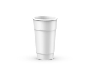 Disposable cup for cold drink, soda pop, ice tea or coffee, cocktail, milkshake. Mockup template on isolated white background, 3D render illustration