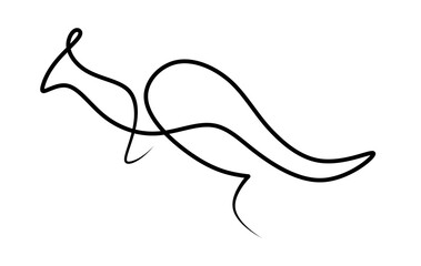 Naklejka na ściany i meble Line art kangaroo. Minimalistic kangaroo logo. Australia symbol.