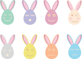 Collection of vector Easter eggs with ears