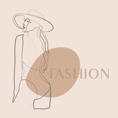 Female beauty and skin care line art design cosmetic shop beauty salon