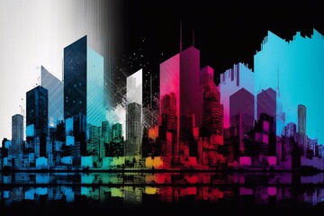 Obraz na płótnie Canvas Abstract modern construction cityscape panoramic background. Generative AI
