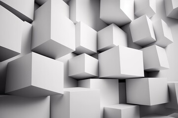 Abstract of chaotic white cubes. Modern background design.