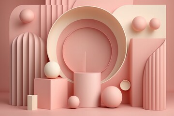 Abstract minimal scene with geometrical forms