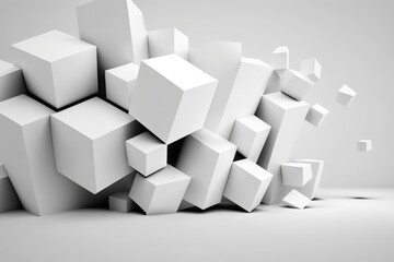 Abstract white cubes in empty space
