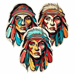 Native Indian Girl: A Collection of Traditional Stickers, generative AI