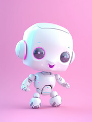 笑顔のAIアシスタントロボット（紫背景） - Generative AI