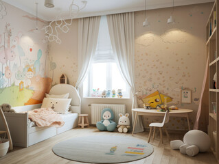 Adorable and Charming Children's Bedroom: Colorful and Fun Design, Generative AI