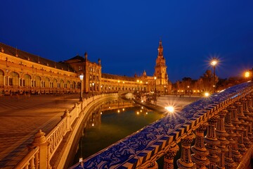 Fototapeta premium Plaza de Espana. Spanish square in the centre of old but magnificent Seville, Spain.