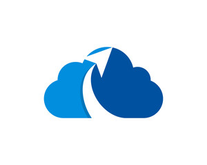 Flight paper plane inside the cloud logo