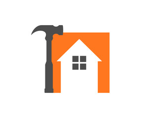 Hammer with house silhouette logo