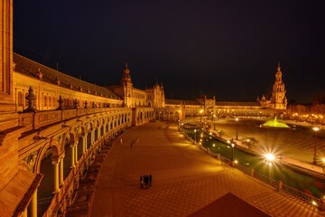 Fototapeta na wymiar Plaza de Espana. Spanish square in the centre of old but magnificent Seville, Spain.