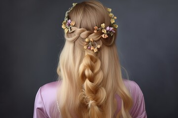 pretty beautiful braiding hairstyle, blond hair bohemian hairstyle, Generative Ai