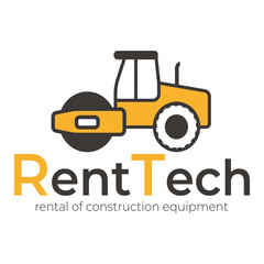  Logo for a construction equipment rental company in  grey orange colors