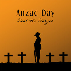 Anzac Day lest we forget lettering vector suitable for card, banner, or poster