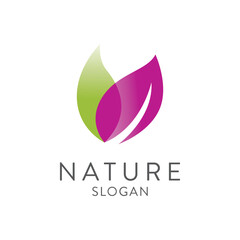 Fototapeta premium nature leaf logo vector design. Healthy eco food, ecology, spa, business, diet , yoga logo design