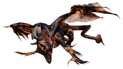 3D Rendering Fairy Tale Dragon on White