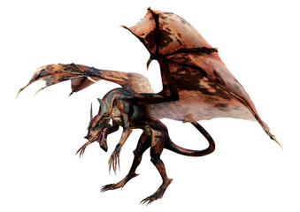 3D Rendering Fairy Tale Dragon on White