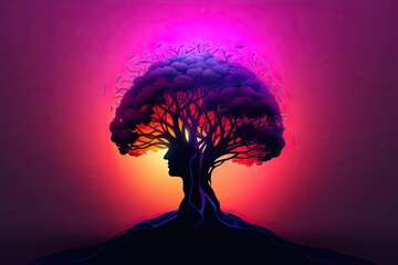 human brain tree concept of creativity, learning, self-improvement