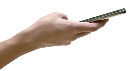 hand holding mobile smart phone  isolated