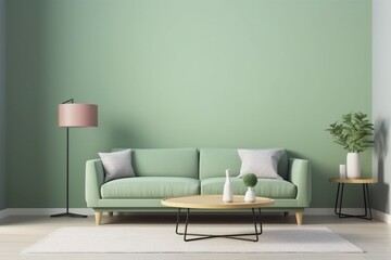 interior background green lounge render cosy luxury couch modern contemporary room. Generative AI.
