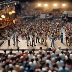 Obraz premium Retro Entertainment: A Miniature Model of an 80s Rock Concert, Generative AI