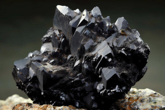 Wolframite - Found in China, Rwanda, Russia - Iron manganese tungsten oxide mineral used as a source of tungsten and in metal alloys (Generative AI)