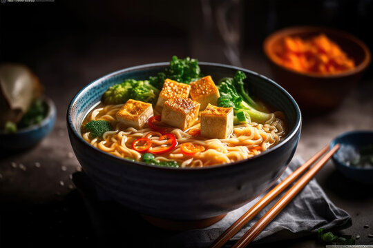 Vegan Ramen, Food Product Photography - Generative Ai