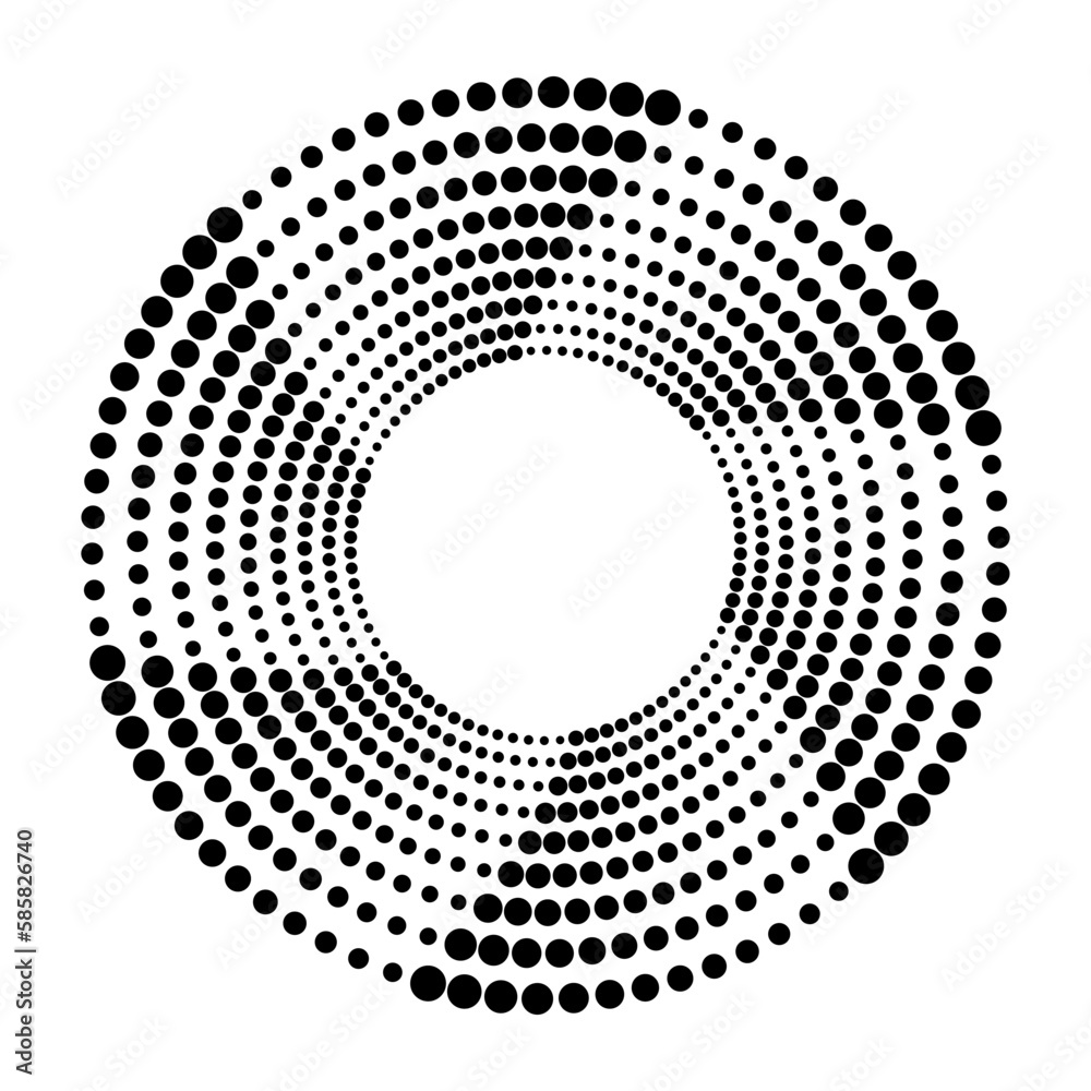 Aufkleber Abstract dotted vector background. Halftone effect. Halftone dotted background circularly distributed. Circle dots isolated on the white backdrop for advertisement. Minimal geometric design template.
