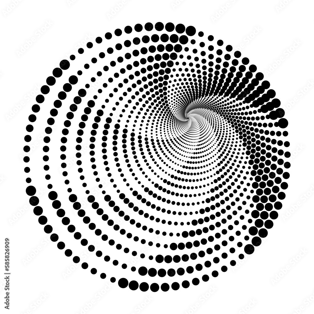Aufkleber Abstract dotted vector background. Halftone effect. Halftone dotted background circularly distributed. Circle dots isolated on the white backdrop for advertisement. Minimal geometric design template.