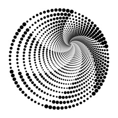 Abstract dotted vector background. Halftone effect. Halftone dotted background circularly distributed. Circle dots isolated on the white backdrop for advertisement. Minimal geometric design template.