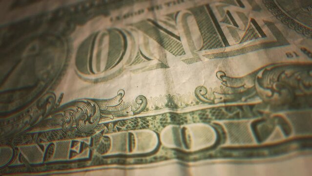 Vintage Dollar Bill Close Up Texture Animation/ 
4k background animation of a retro torned dollar bill paper textured close up scrolling