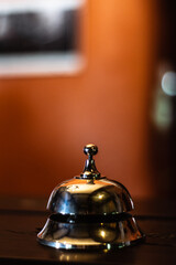 Silver hotel bell closeup