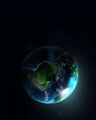 Earth planet on black copy space background. Generative AI, Generative, AI