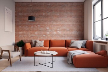 Fototapeta premium interior background loft living lamp apartment three-dimensional modern contemporary stylish home. Generative AI.