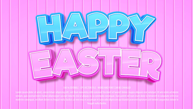 Happy easter 3d bold editable text effect