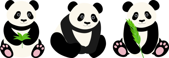 Collection cute panda vector illustration