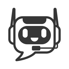Chatbot icon and logo on isolated white background. Artificial intelligence for help service. Chat by ai. Line Vector.	
