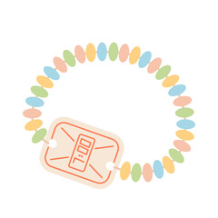 Candy wrist watch. Sweet watch bracelet. Sugar dragee from 90s. Flat cartoon vector illustration isolated on a white background.