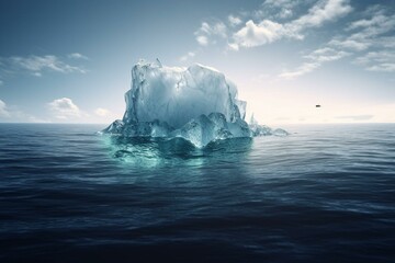 Fototapeta na wymiar Iceberg - Underwater Risk - Global Warming Concept - 3d Rendering. Generative AI