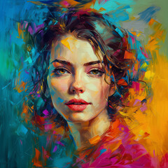 Home Decor Gift: An Oil Painting of a Beautiful Lady, Generative AI © ContentHub