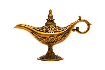 Fototapeta na wymiar Antique magic bronze Aladdin lamp isolated on white
