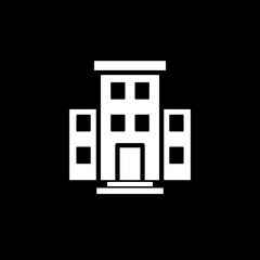 Simple illustration of  building icon for web design isolated on black background