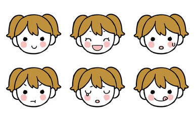 いろいろな表情の女の子のイラストセット