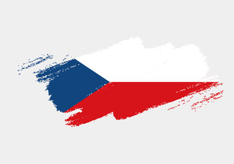Artistic grunge brush flag of Czech Republic isolated on white background. Elegant texture of national country flag
