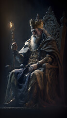 medieval king on his throne,cinematic realism -AI Generative 
