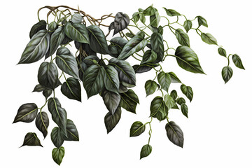 Pflanzen Ranken, Blätter vor weißem Hintergrund,, perfekt zum isolieren/freistellen.