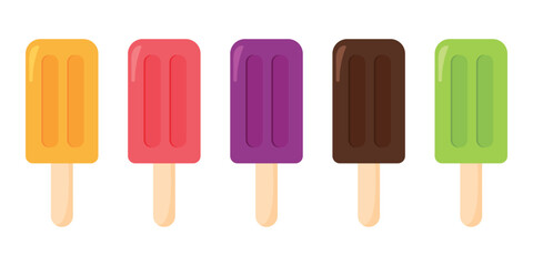 Fruits popsicle ice cream stick vector illustration